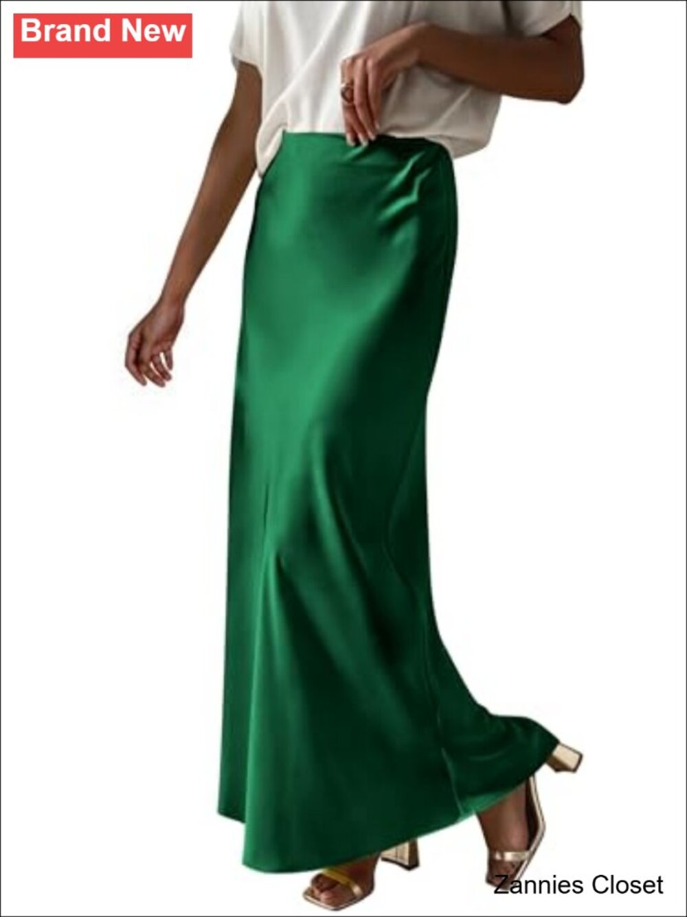 ✨Prinbara Womens Satin Maxi Skirt High Waisted Flared Loose Fit Dressy